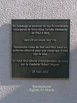 Gedenktafel für die Malgré-nous