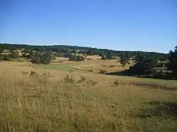 Die Hochebene Causse de Sauveterre beim Weiler Le Jas