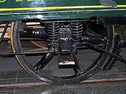 Speichenrad des Pferdebahnwagens 167 der FTG im Frankfurter Verkehrsmuseum (1872)