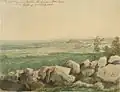 Aussicht von dem Kahlen Berg gegen Altenberg und den Geising, Gemälde von Karl Gottfried Traugott Faber (1842)