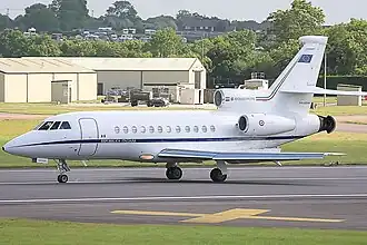 Eine Falcon 900EX des 31. Geschwaders in Fairford