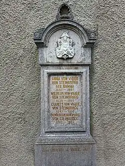 Wilhelm Vigier von Steinbrugg (1839–1908) Politiker. Familiengrab bei der Kirche St. Niklaus, Feldbrunnen-St. Niklaus