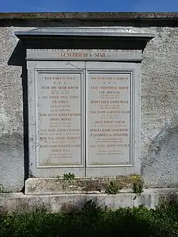 Familiengrab von Architekt Melchior Berri (1801–1854) für Johann Siegmund Alioth (1788–1850) Industrieller, auf dem alten Friedhof von Arlesheim, BL