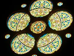 Buntglas-Rosette, Werkstatt von Maximilian Auerbach