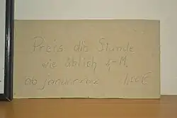 Handgeschriebens Preisschild mit Anpassung auf Euro