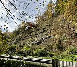 Naturdenkmal Felssporn Müngsten an der Morsbachtalstraße.