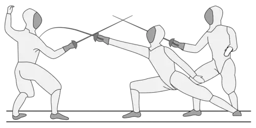 Veränderung der Mensur durch einen Ausfall im Sportfechten