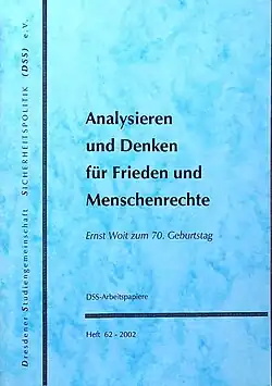 Festschrift, Ernst&nbsp;Woit&nbsp;zum 70., DSS-AP,&nbsp;Heft&nbsp;62, 2002,&nbsp;Umschlagtitel.