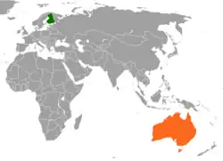 Lage von Australien und Finnland