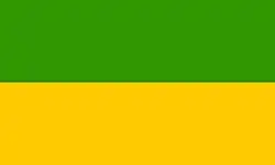 Flagge ohne Wappen auf quergestreiftem grün-goldenen Grund