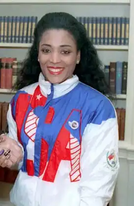 Florence Griffith-Joyner – über 100&nbsp;Meter mit der ersten von drei&nbsp;Goldmedaillen