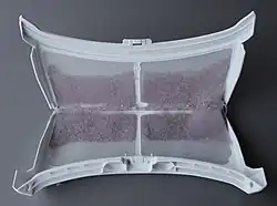 Flusensieb eines Trockners mit Flusen.