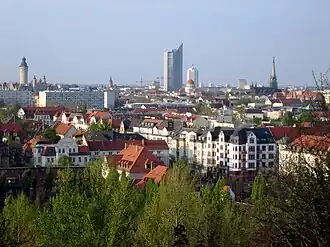 Blick vom Fockeberg auf das Zentrum von Leipzig (2007)