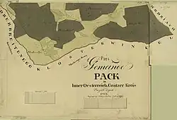 Gemeinde Pack, Ortsteil Packwinkel, mit Klappe rechts oben, Maßstab 1:5760