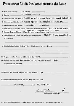 Ein Formular zur Wiederaufnahme