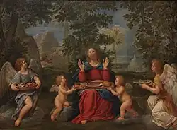 Jesus Christus bedient von Engeln, (Datum ?), Öl auf Kupfer, 40 × 55 cm, Musée de Grenoble