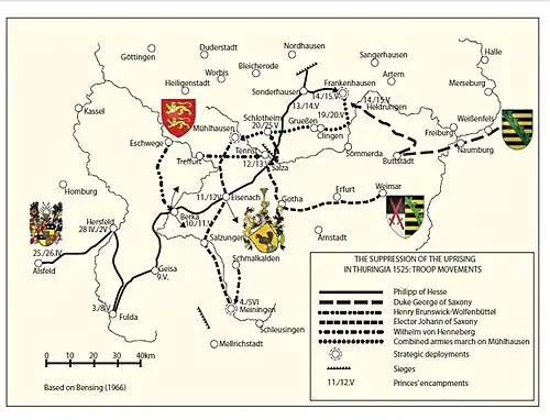 Truppenbewegungen vor und nach der Schlacht von Frankenhausen