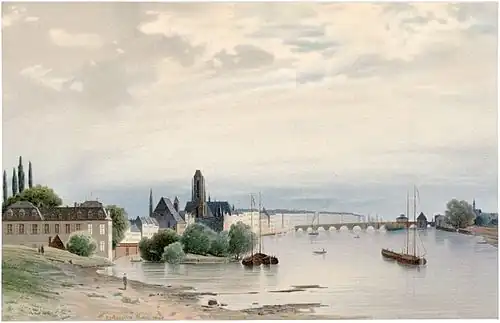 Ehemaliges Landhaus Mainlust (Links) der Familie Guaita, heute Grünanlage Nizza