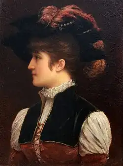 Junge Dame mit Federhut