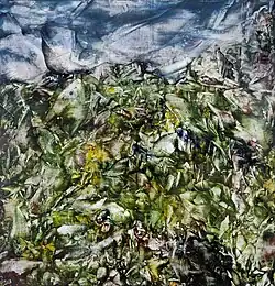 Das Foto zeigt ein Bild von F.Steinmann, wachs auf Holz (Enkaustik)