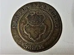 Freiburger 5 Rappen 1830 Avers
