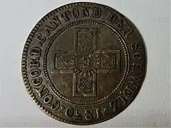 Freiburger 5 Rappen 1830 Avers