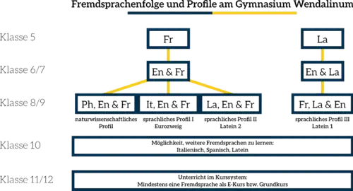 Grafische Darstellung der Fremdsprachenfolge am Wendalinum