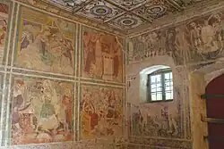 oben v.&nbsp;l.&nbsp;n.&nbsp;r.: Geburt Christi sowie Darbringung Jesu im Tempel unten v.&nbsp;l.&nbsp;n.&nbsp;r.: Flucht nach Ägypten, Kindermord