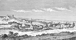 Friedland und die Ruine der Burg Friedland um 1650