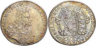 Kurfürst Friedrich August I. (August der Starke), 2⁄3&nbsp;Kuranttaler (Gulden) 1696