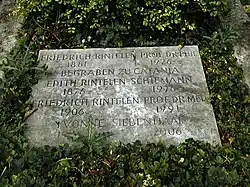 Friedrich Rintelen-Schiemann (1881–1926) Dr. Professor, Kunsthistoriker. Grabplatte auf dem Friedhof Wolfgottesacker, Basel