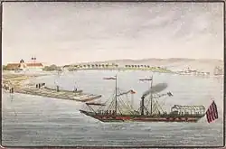 Einige Jahre später: Die westliche Mole des Schlosshafens ist errichtet.