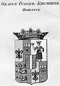 Wappen der Grafen von Fugger-Kirchheim-Hoheneck, mit Hohenecker Herzschild
