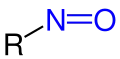 Allgemeine Struktur der Nitrosoverbindungen mit der blaumarkierten Nitroso-Gruppe