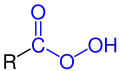 Allgemeine Struktur der Peroxycarbonsäure mit dem blau markierten Peroxycarboxyl-Rest