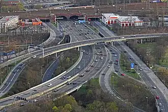 Das Autobahndreieck, gesehen vom Funkturm