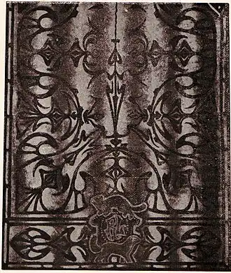 Teil eines Seehund-Teppichs eines Kürschner-Ausstellungskastens auf der Weltausstellung in Paris (1900)