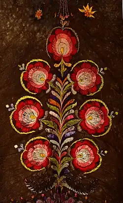 Teil der Stickerei einer Weste