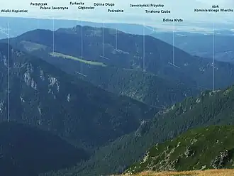 Links im Bild, Blick von dem Suchy Wierch Ornaczański