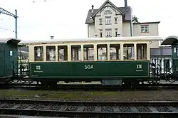 Wagen B 118 aus dem Jahr 1904 105 Jahre später im Bahnhof Gais