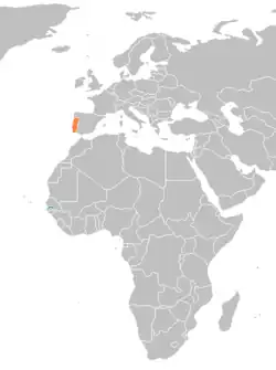 Lage von Gambia und Portugal