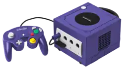 Nintendo GameCube mit dazugehörigem Controller (Farbe: Indigo/Purple)