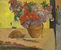 Paul Gauguin: Stillleben mit Blumenvase und Trinkflasche