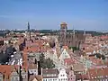 Lage des Rathauses in der Danziger Altstadt, rechts die Marienkirche