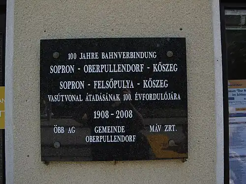 Gedenktafel im Bahnhof Oberpullendorf