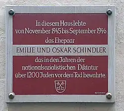 Gedenktafel, Emilie und Oskar Schindler, Watmarkt 5a