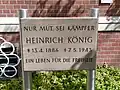 Gedenktafel für Heinrich König am Amtshaus Weitmar