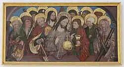 Spätgotisches Tafelbild von Christus und den zwölf Aposteln (um 1500)