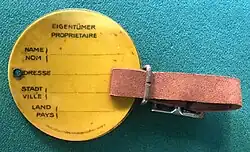 Gepäckanhänger (1892-1918) (Durchm. 50&nbsp;mm, Druck: Gesellschaft für graphische Industrie Wien, VI.)