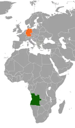 Lage von Angola und Deutschland